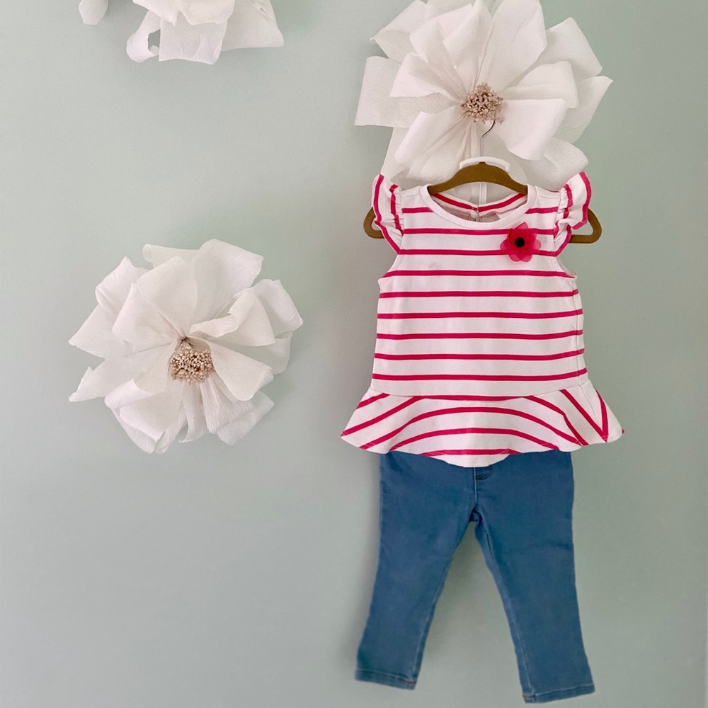 Gymboree “Pretty Poppy” Top & Jean Set 12-18M